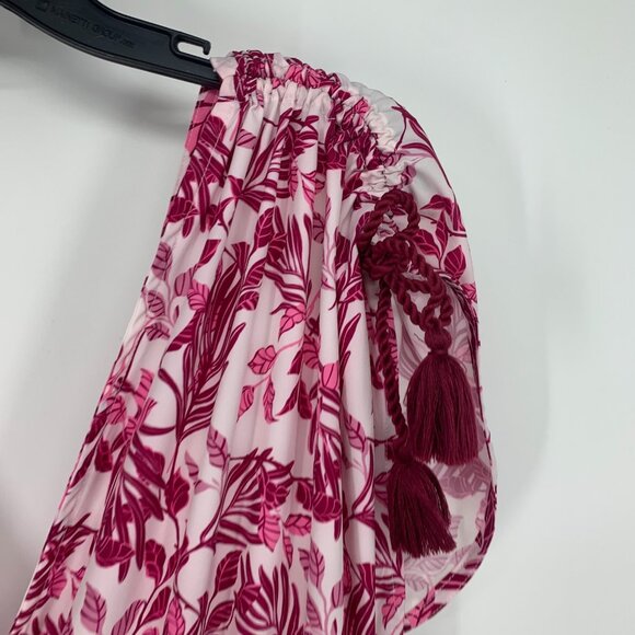 Cosita Linda Dress Pink Maxi Swim Coverup Floral Print VNeck Tassel - Picture 4 of 16